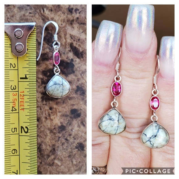 Genuine White Buffalo Turquoise Earrings - Picture 5 of 5